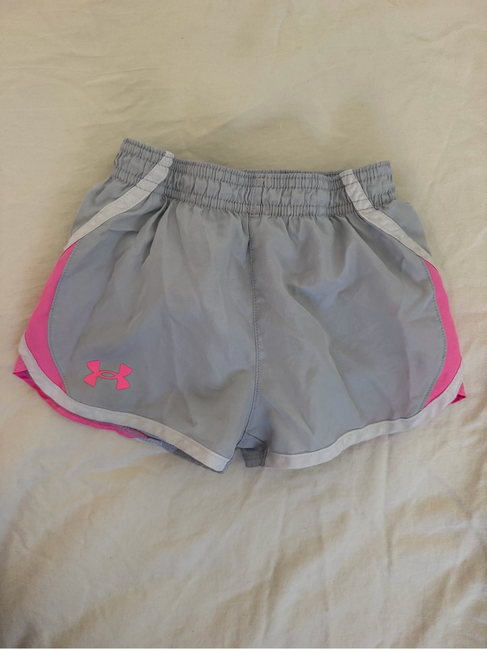 Under Armour Toddler’s Light Gray and Pink Running Shorts